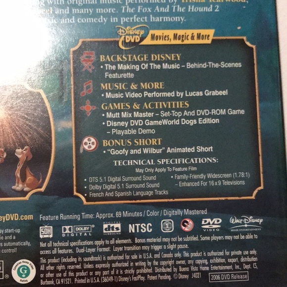 2 DVDs: The Fox & The Hound 2 Animated + Ratatouille (Disney PIXAR) - Picture 6 of 14